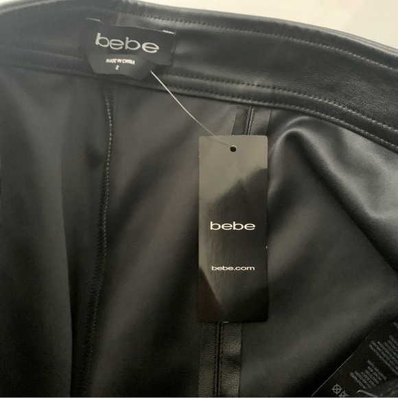 Bebe Black Leather Button Front Seamed Leggings - Picture 8 of 10